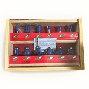 Lifetime Carbide 46832 12-Pc Router Bit Set Woodworking Carbide Tips Wooden Case